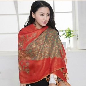 Beautiful double-sided phoenix pashmina scarf
